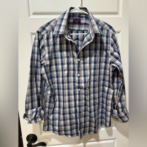 UNTUCKit Navy and White Plaid Button Down Shirt